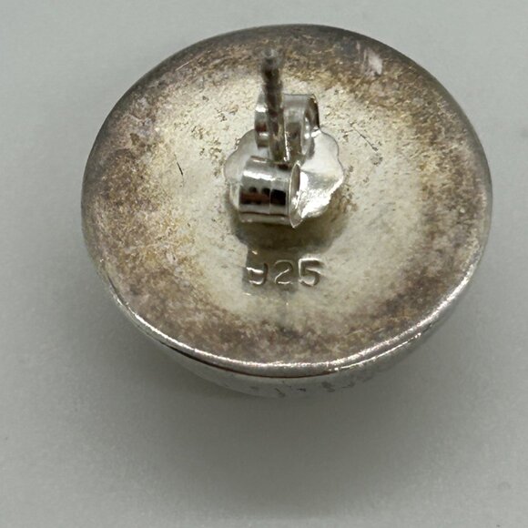 Sterling Silver Stud Earrings Round Lightweight Minimalist Buttin Classic18 mm - Picture 8 of 13